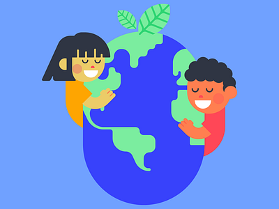 Hug the earth adobe art blue cartoon cartooning colorful day design earth flat flat color flat design fun funny illustration illustrator kids vector