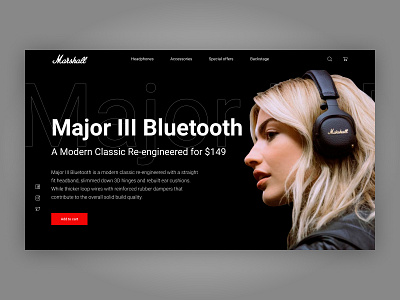 Marshall Headphones Hero Section headphones hero section landing page ui ux webdesign