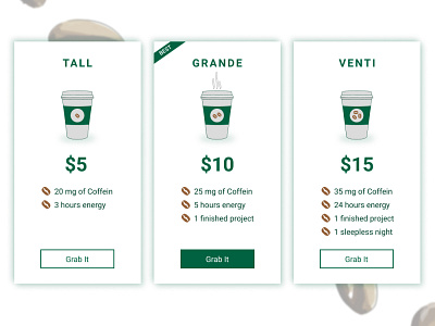 Daily UI #030: Pricing challenge coffee daily 100 challenge daily ui dailychallenge dailyui design design app designer pricing pricing design ui uiux ux