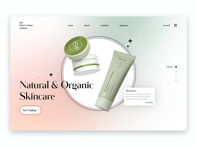 Organic Skincare Website cosmetic hero landing page ui design web design
