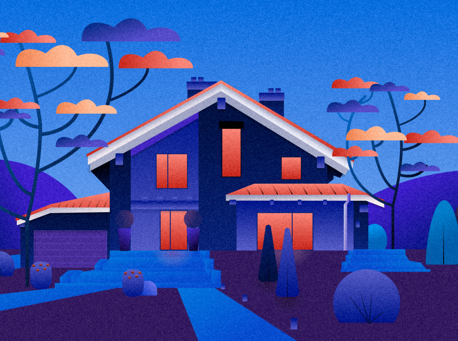 Flat Illustration Architecture Home by Kris Miku on Dribbble