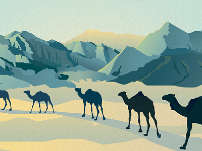 Camels in desert 🌵  Flat Illustration in Figma