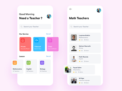 Find Private Teachers design edu education learning lesson mobile app teacher ui ux