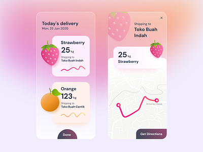 Fruit Delivery Schedule app delivery detail ecommerce fruits list map marketplace mobile product shipping ui ux