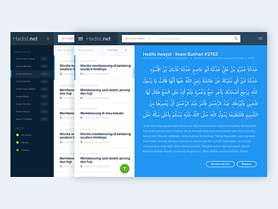 Hadits Net Redesign iPAD/Tablet View dashboard hadits islamic redesign ui uiux ux