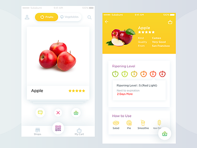 Ripening Level A Fruit app fruit market material design material ui mobile app ripening ripening level swipe ui