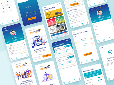 Easylife : The First Insurance Mobile App of Bangladesh android app bank bootstrap clean ui concept concept design design icon illustration insurance insurance app ios app kyc form kyc form life insurance loyalty program typography ui design ux design