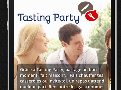 Tasting Party mobile splash page