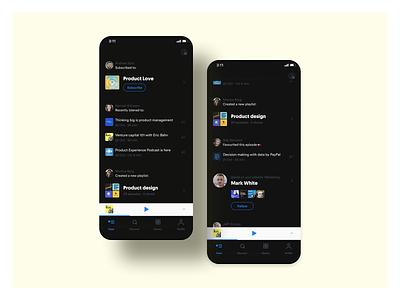 Social podcast app android dark mode playlist prototype