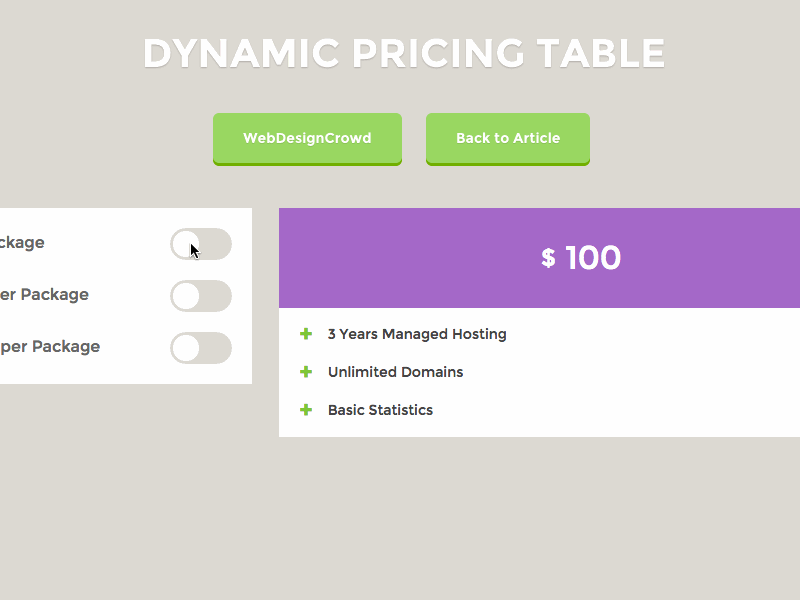 Dynamic Pricing Table animation css css3 freebie javascript jquery pricing pricing table tutorial ui