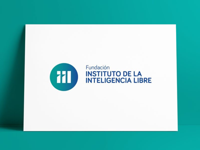 Branding for Fundación Instituto de la Inteligencia Libre abduzeedo blue branding gradient green lines logo minimal negative vertical