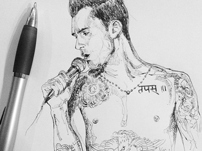 Adam Levine bic ink music portrait