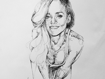 Rihanna bic ink music portrait