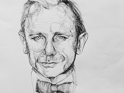 Daniel Craig actor bic ink portrait