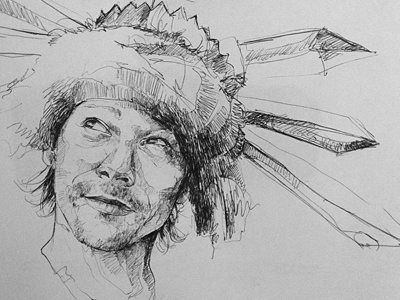 Jamiroquai bic ink music portrait