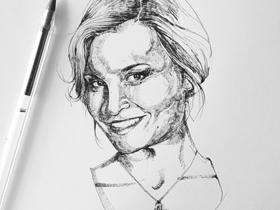 Simona Ventura bic ink portrait xf7