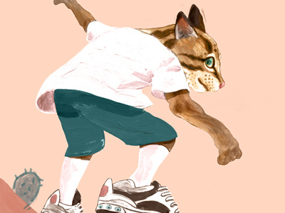 ollie ollie ocelot illustration skate skateboard