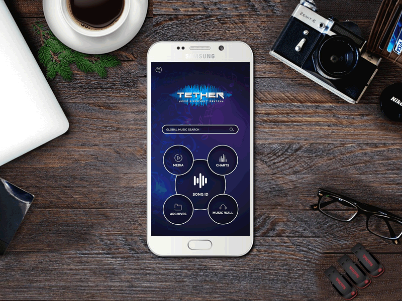 TETHER - Music Discovery Central audio discovery mobile app music playlists songs station