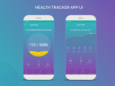 health tracker app ui app branding counters creative design health health app healthy steps tracker ui ux