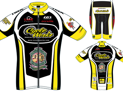 Cycle Werks Kit: Jersey and Shorts Mockup apparel bike shop branding cycling identity jersey racing sponsors team trek bikes