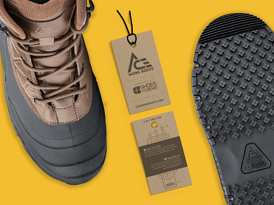 ACE Work Boots hang tag apparel boots branding footwear hang tag identity package shoes tag