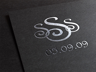 Wedding Monogram black engagement foil identity monogram silver wedding