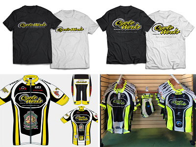 CycleWerks logo and jerseys bike shop bikes branding cycling entrepreneur identity jersey logo t shirt team