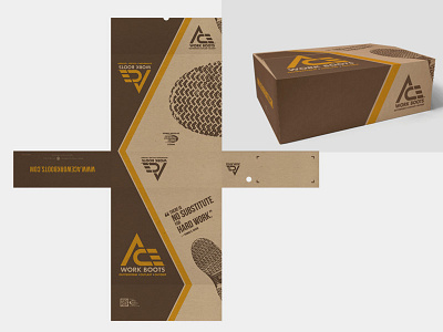 Ace Work Boots shoe box angles boots box branding design identity logo logotype packaging sharp work yellow