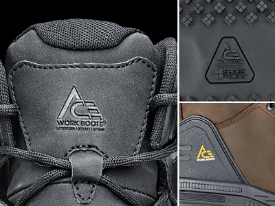 Ace Work Boots identity angles boots branding design identity logo logotype product sharp work yellow