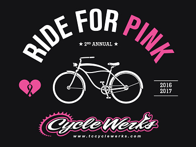 Ride For Pink breast cancer charity design illustration non-profit t-shirt typography