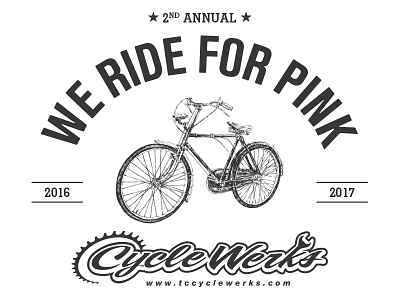 Ride For Pink T-Shirt. (early concept) bicycle charity cycling illustration t-shirt typography
