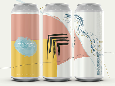 Structural Damage Hazy IPA - Ronin Fermentation Project beer branding can craft beer design label mockup packaging painting