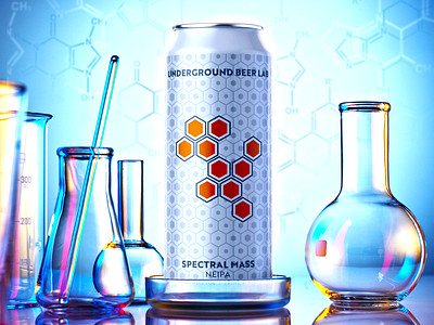 Spectral Mass Label Design for Underground Beer Lab 2d mockup 3d beer beer label beer label design beer labels branding can label design design graphic design lab label design mockup packaging packaging design