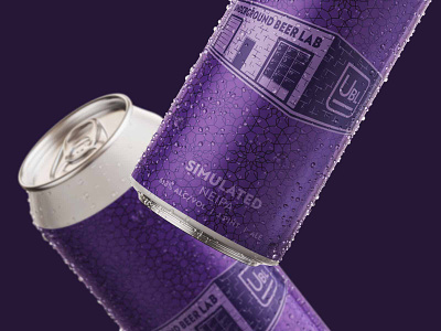 Simulated - Underground Beer Lab beer beer can beer label beer label design beer labels brewery can label design cpg design graphic design label design logo packaging design photo purple