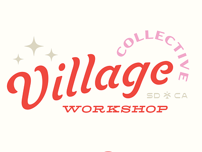 Village Workshop | Logo Design art branding california collective graphic design logo logo design pink red san diego village vintage workshop