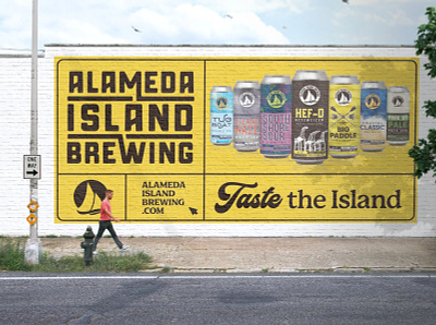 Billboard for Alameda Island Brewing Co. alameda banner banner design beer billboard billboard design branding brewery california design display graphic design outdoors public yellow