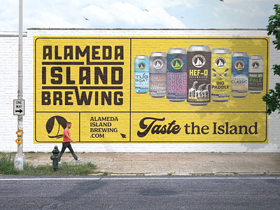 Billboard for Alameda Island Brewing Co. alameda banner banner design beer billboard billboard design branding brewery california design display graphic design outdoors public yellow