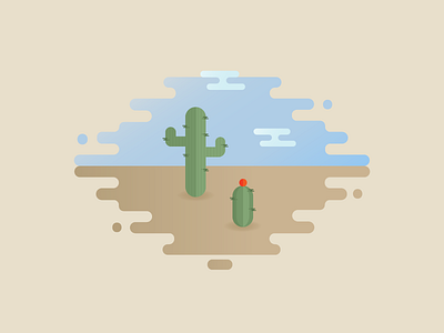 Flat Desert Illustration art cactus clouds desert design flat icon illustration landscape sand