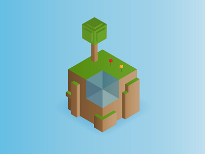 Isometric Island art digital flat game geometric icon illustration island isometric landscape tree