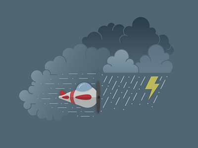 Little Storm airplane clouds design flat illustration lightning plane rain sky storm weather