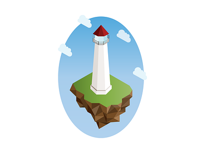 Isometric Lighthouse art design flat floating geometric icon illustration island isometric lighthouse ocean seaside