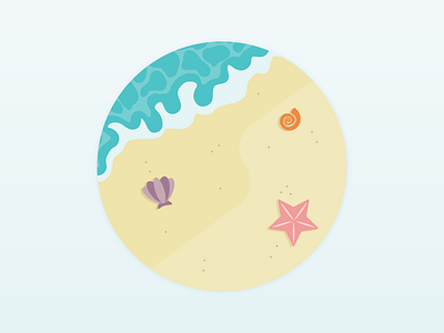 The Beach art beach design flat icon illustration ocean sand seashell shells starfish