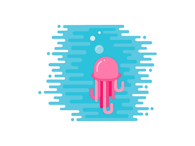 Jellyfish art bubbles design flat icon illustration jellyfish ocean water