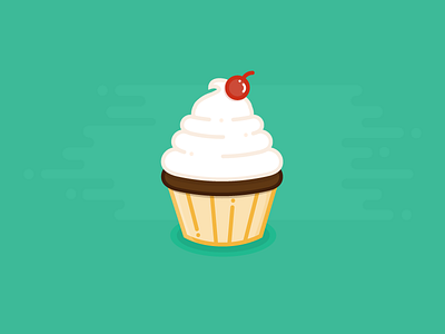 Cupcake cherry chocolate cupcake design dessert flat food frosting icon illustration sweet