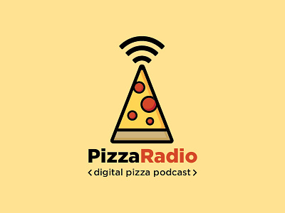 Pizza Logo design digital flat icon illustration logo marketing online pizza podcast radio vector