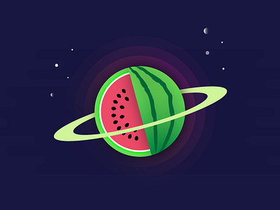 Watermelon Planet flat fruit galaxy graphic illustration mbe outer space planet space stars vector watermelon