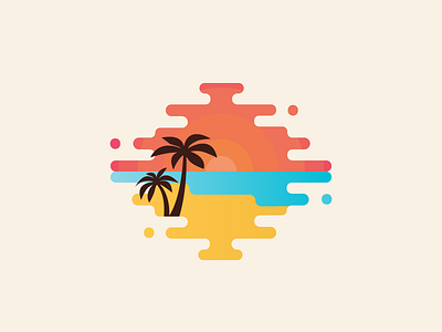Bahamas bahamas beach flat graphic illustration palm trees sunset tropical vector
