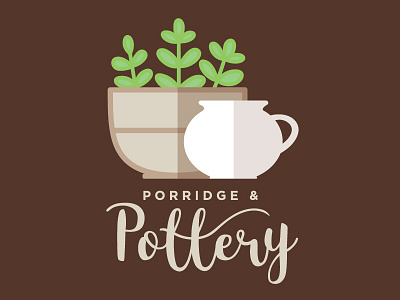 Porridge & Pottery Logo design flat icon illustration lettering logo pottery vector