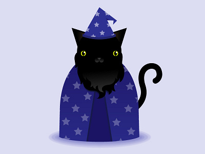 Cat Wizard cat design flat graphic icon illustration kitty magic vector wizard