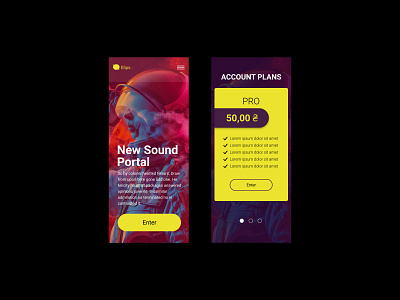 Sound portal mobile screens design web